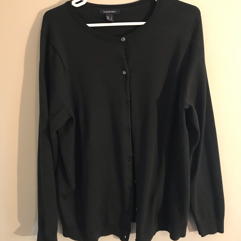 Land’s End cardigan.